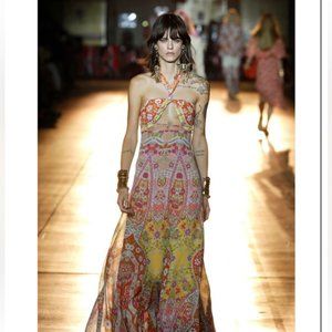 ETRO FLORAL PAISLEY SILK GEORGETTE MAXI DRESS